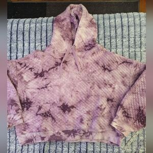 Flirtitude Purple Tie-Dye Quilted  Cropped Hoodie Swestshirt Xxl
